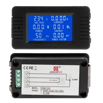 6in1 Digital AC 80~260V Power Energy Monitor Spriegums Strāvas KWh Watt Metru 100.A