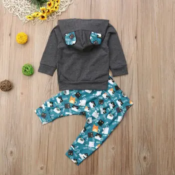 Bērnu Komplekts 0-24M ASV Jaundzimušais Mazulis Baby Boy Girl Apģērbu Komplekts Kapuci Topi + Bikses Tērpiem Tracksuit