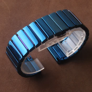 Jaunas Ielidošanas Watchband Zilā Keramikas Pulksteņu Siksniņas Rokassprādze par Īpašu Smart Pulksteņi Vīriešu Sieviešu Jostas 20mm 22mm Tauriņš Sprādzes
