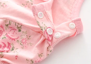 Ziedu Mežģīņu Apkakle Infant Baby Toddler Meitenes Īsām Piedurknēm Bodysuit Jumpsuit Princese Vienu gabalu Meitene Apģērbs