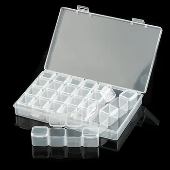 17.5x10.7x2.7CM taisnstūra 28 sloti rotaslietas Plastmasas Uzglabāšanas Kastes Rhinestone Krelles tableti auskari Uzglabāšanas Kaste tvertnes Gadījumā