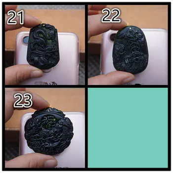 Ķīnas Black Green jade Double-sided dobi Dzīvnieku Aproces, Kulonu Dabas Obsidian Kaklarota Juvelierizstrādājumu Modes Amuletu Dāvanas Sievietēm