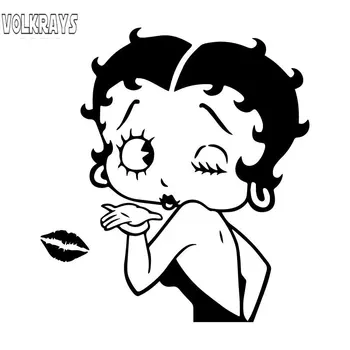 Volkrays Creative Auto Uzlīme Betty Boop Meitenes Lūpām Noskūpstīt Mākslas Piederumi Atstarojošs Ūdensizturīgs Sauļošanās Vinila Decal,15cm*14cm