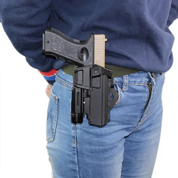 Taktiskā Kustamo Airsoft Pistole Makstis par Glock 17 18 ar Lukturīti vai Lāzera Uzstādīts Maksts Labās Puses Jostas Pistoli Makstī