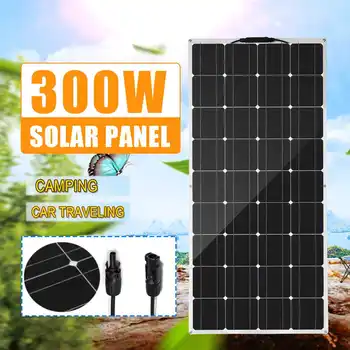 18V, Saules Paneļu 600W/300W Daļēji elastīga Monokristālu Saules baterijas, DIY Kabeļu Ūdensizturīgs Āra Kontaktligzda Akumulatora Lādētājs