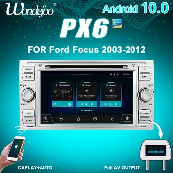 PX6 2 DIN Android 10 Automašīnas radio Ford Mondeo, S-max, Focus C-MAX, Galaxy Fiesta tranzīta Kodolsintēzes Savienojumu kugas 2DIN auto audio GPS