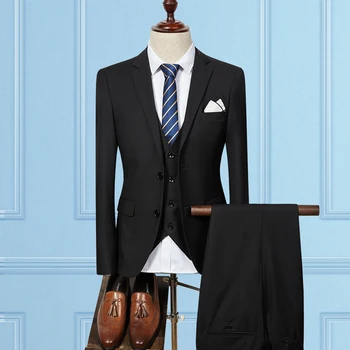 ( Jakas + Veste + Bikses ) Vīriešu Modes Boutique All-krāsu Līgavaiņa Kāzu Kleita Piestāv Augstas klases Biznesa Oficiālu Vīriešu Uzvalku Vīrietis