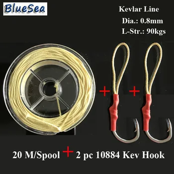 BlueSea 20M/Spool 0.8 MM 90 Kg 8 Dzīslu Pītā Palīdzētu Zivju Āķi Palīgs Āķi Kevlar Līnijas Kevlar Zvejas Līniju, Augstu Spēcīgāka