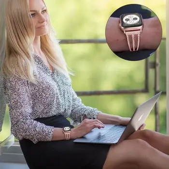 Apple Skatīties Joslas 38mm 40mm 42mm 44mm Nerūsējošā Tērauda Siksniņa sieviešu Dimanta Rokassprādzi watchbands Apple Skatīties Series 5 4 3 2 jostas