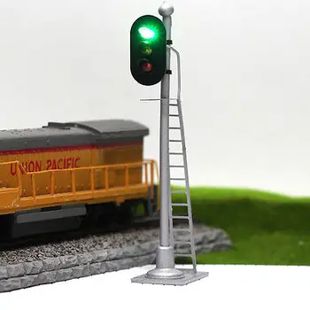 JTD873GYR 3pcs Modeli Dzelzceļa Vilciena Signāliem 3-Gaismas Bloķēt Signālu Modeli, satiksmes gaismas, 1:87 HO Mēroga 12V