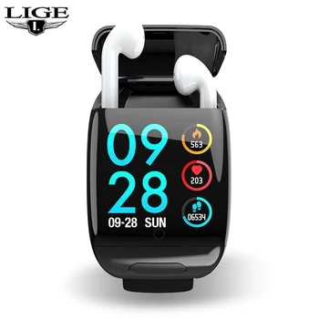 LIGE Smart Skatīties Bluetooth Austiņas Bezvadu Austiņas Skatīties vīrieši sirdsdarbība, Asins Spiediena Monitoru, Fitness Sporta Smartwatch sievietēm