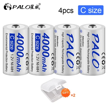 PALO 1-12pcs C Izmēra Lādējamu Akumulatoru 4000mAh LR14 C Tipa Baterijas 1,2 V NI-MH C Akumulatoru bateriju Gāzes Plīts