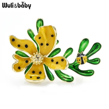 Wuli&bērnu Multicolor Emaljas Mārīte Lapu Ziedu Broša Pins Ir 2021. Jauno Dizaineru Broša Adatas Jaunā Gada Dāvanu