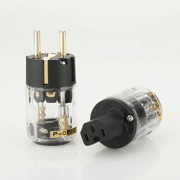 Viens pāris Zelta pārklājumu HiFi P-029E/C-029 ES Standarta Kontaktdakša IEC savienotājs audio jaudas kabelis