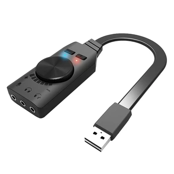 7.1 CH USB Ārējo Skaņas Karti, kas ir 3.5 mm Mikrofons, Austiņas, 2 in 1 o Converter, ar Regulējamu Skaļumu USB Skaņas Karti, kas