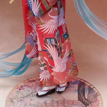 Bandai Rīcības Attēls Rotaļlietas Anime 23cm kimono Hatsune PVC Japāņu Peldmētelis Miku Lelle Gatavās Preces Anime Rotaļu Darbības Rādītāji Dāvanu