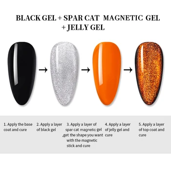 DZIMIS DIEZGAN Gēla Nagu lakas Komplekts Spar kaķis magnētisko gēla Melns Gel Želeja, Nagu Gēls, Košas Tekstūras Krāsu Magnētisko Gēla Laku, 6ml