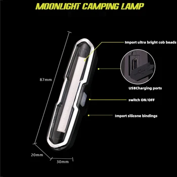 Velosipēds Astes Gaismas USB Lādējamu Velosipēdu Taillight LED Aizmugures Gaismas 5 Režīmu Lukturi Sarkanā, Zilā Riteņbraukšanas Drošības Lukturīti