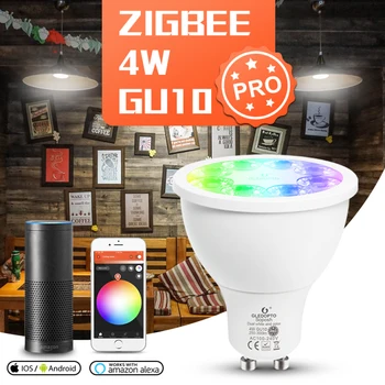Zigbee 3.0 Smart Kontroles Lampa Led RGB+PKT Gaismas 4W GU10 Aptumšojami 4W Led Spuldzes Krāsains Mainot Spuldzes Strādā Ar ZigBee Vārti