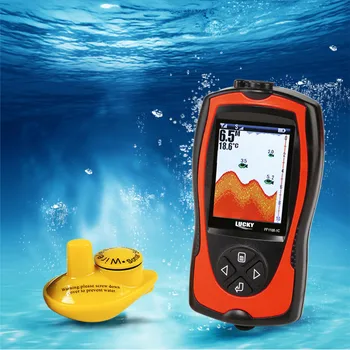 Laimīgs FF1108-1CW Wireless Sonar Fish Finder Devēju LEDUS/Ocean/Laivu Fish finder Signalizācijas Fish Finder sonar sensors zvejas