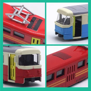 Klasisks Vilciens, Tramvajs Lējumiem Pull Atpakaļ Modelis ar LED Mūzikas Attīstības Kids Izglītojošās Rotaļlietas Bērniem Dāvanu