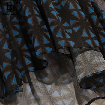 LD LINDA DELLA Vasaras Modes Dizainers Kleita Sievietēm Spageti Siksnas, V kakla Kokgriezums Drukāt Dāmas Holiday Beach Šifona Gara Kleita