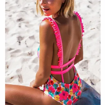 2019 Sievietes, Viens Gabals Peldkostīms Cieta Sieviete Sexy Backless Brazīlijas Melnā Savirmot Peldkostīmi Sieviešu Monokini Beachwear Peldkostīms