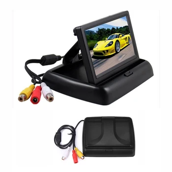 Auto Stāvvieta Palīdzību Jaunu 4LED NAKTS Auto CCD Atpakaļskata Kamera Ar 4.3 collu Krāsu LCD Automašīnas Video Salokāms Kameras Monitors