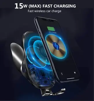 15W, Qi Bezvadu Automašīnas Lādētājs Mount Smaguma Fiksācijas Ātra Uzlādēšana Automašīnas Tālruņa Turētājs iPhone 11 Pro 8 X XR XS Samsung S9 S10 S20
