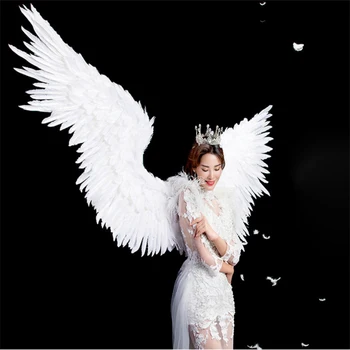 Cosplay Dzidri Balts eņģelis spalvām spārnu pieaugušo modelis skrejceļa apakšveļa rādīt fotografēšanas aksesuārus festivāls puses spārniem Ziemassvētku kāzu 5