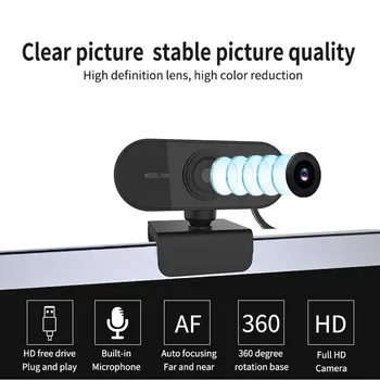 Webcam 1080P web kamera ar mikrofonu, USB Web Kamera, Full HD 1080P Cam kameru, PC datoru Live Video Zvana Darbu