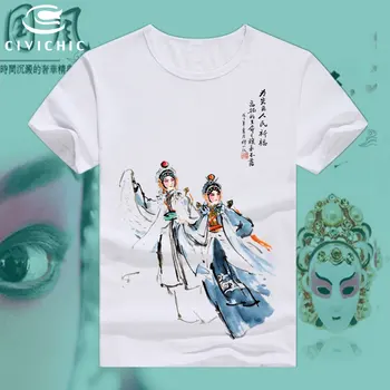 CIVI ŠIKS Austrumu Etniskā Cilvēks Brīvs T Krekls Sieviete Ķīniešu Stilā Pekinas Operas Drukāt, Topi, t-veida, Retro Plus Lieluma Groot T WST134