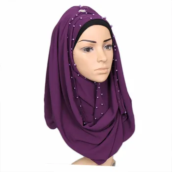 Modes Krāsains Pērle Šalle Hijabs Liela Izmēra Burbulis Vienkārša Šifona Šalles Ziemas Musulmaņu 20 Krāsu Lakati 180*85cm Mazumtirdzniecības 1GAB.