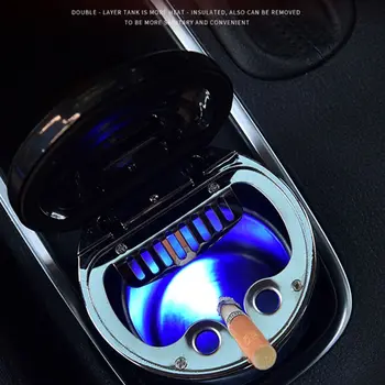 Viegli Tīrīt Noņemams Auto pelnu trauku ar Vāku, Kompass, LED Gaismas un Noņemamu Vieglāks par Lielāko Auto Tases Turētājs Automobiļu