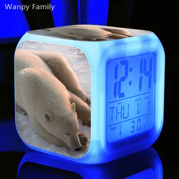 [Wanpy Ģimenes] leduslācis Modinātājs bērnistabai Daudzfunkciju Mirdzošu LED Krāsa Mainās Digitālais Modinātājs