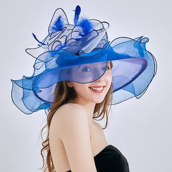 Cepure Vasarā Jaunu Organza Saule Fedoras Cepures Sievietēm, Eiropā, Amerikā, Ziedu Acs Modes Elegants Klp Saules Aizsardzības Tēja Puse Cepures H6510