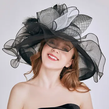 Cepure Vasarā Jaunu Organza Saule Fedoras Cepures Sievietēm, Eiropā, Amerikā, Ziedu Acs Modes Elegants Klp Saules Aizsardzības Tēja Puse Cepures H6510