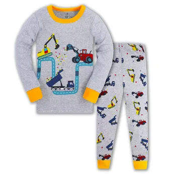 Jaunas Multfilmas Zēni Sleepwear Automobiļu Dizaina Drukas un Zēnu Kokvilnas Pidžamas Komplekts Bērnu Drēbes, Bērnu Pidžamas Zēniem ar garām piedurknēm Sleepwear