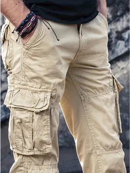 Vīriešu Kravas Bikses Vīriešu Ikdienas Multi Kabatas Militāro Liela izmēra 40 Taktiskās Bikses Vīriešu Outwear Armijas Taisnas bikses Garās Bikses