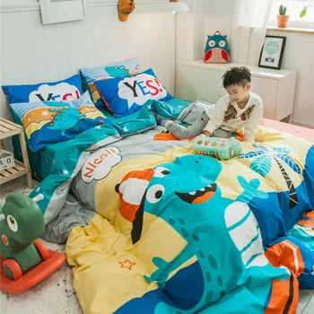 Dinozauri Gultas komplekts kokvilnas bērnu zēniem gultas veļa bērnu gultasveļa dzīvokli/aprīkotas lapa karikatūra kaķis gultas komplekts meitene duvet cover set