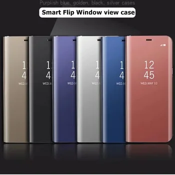 Case For Samsung Galaxy A3 A320 A5 A520 A7 A720 2017 Smart Flip Logu skats Galvanizācijas Spoguļa Stāvēt Turētājs Cietā Lietā fundas