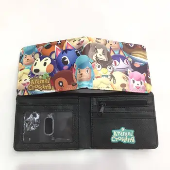 Gudrs Crtoon Dzīvnieku Šķērso Seifs Jauki Anime Ādas Maku Kartes Slots Zēni Meitenes Bi-fold Īss Kabatas ar rāvējslēdzēju monētu kabatā