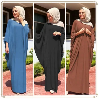 Donsignet Musulmaņu Kleita Musulmaņu Modes Plats Piedurkņu Abaya Dubaija Abaya Turcija Eleganta, Gara Kleita