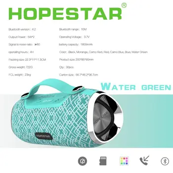 Hopestar H40 Āra Ūdensizturīgs Bluetooth Portable Speaker 3D Stereo, Subwoofer, MP3 Atskaņotājs, Skaļrunis FM Radio TF USB Mūzikas Centrs