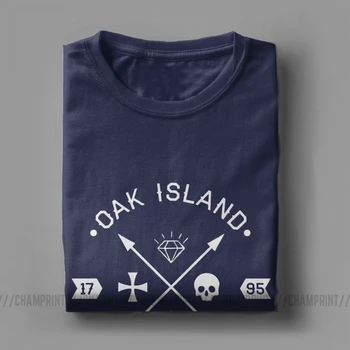 Smieklīgi Oak Island Bruņiniekiem Galvaskausa Dārgumu Bultiņas, T-Krekli Vīriešiem O Kakla Kokvilnas T Krekls ar Īsām Piedurknēm Tee Dāvanu Apģērbi