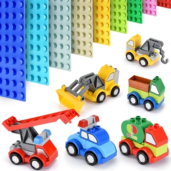 Lielo Izmēru Lielām Daļiņām, Automašīnu Celtniecības Bloki Aksesuāri Saderīgs Legoing Duploed Ķieģeļi Rotaļlietas Automašīnu, Ugunsdzēsības Truck, Rotaļlietas Bērniem