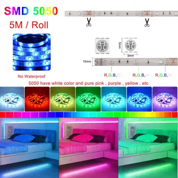 RGB 5050 Led sloksnes gaismas, Bluetooth, Mūzikas Sinhronizācijas Smart LED Gaismas Krāsu mainīt Lentes Diode DC 12V led gaismas, sienu apdare