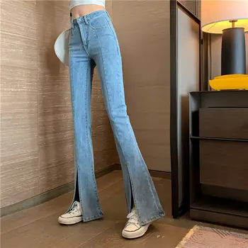 Ay1039 2020. gadam, pavasarī, vasarā, rudenī jaunu sieviešu modes gadījuma Džinsa Bikses, sievieti, sieviete OLA džinsi sieviete augsta vidukļa džinsus