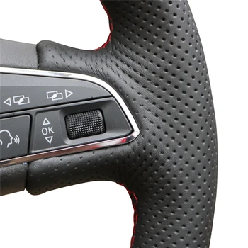 Melna PU Mākslīgās Ādas, Zamšādas Auto Stūres Rats Segumu Seat Leon 5F Mk3 2013-2019 Ibiza 6J Tarraco Aronas Ateca Alhambra