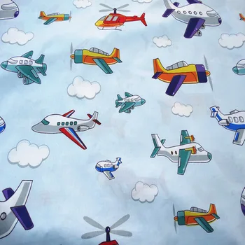 Diezgan Zīmola Dizaina Krāsains Karikatūra, kas Peld ar Lidmašīnu Apdrukāta Kokvilnas Audums Gultas piederumi Quilting Apģērbu DIY audums